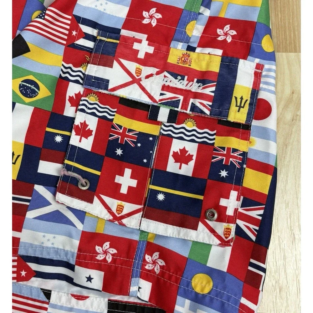 Men’s Daniel Cremieux Shorts / Swim Trunks / Flag Graphics / Size Medium / AOP